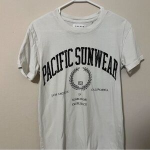 PacSun White Short Sleeve Tee with Black Graphic